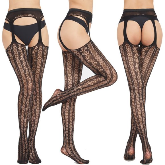 BRAND NEW Sexy Fishnet Garter Belt Stockings - Picture 1 of 1